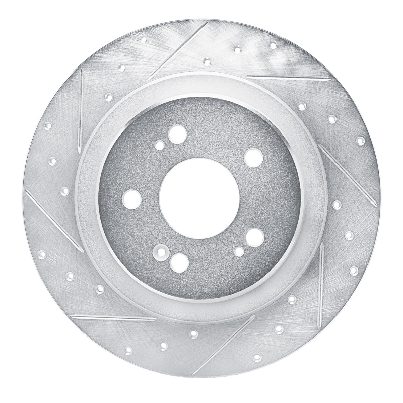 Acura MDX Brake Rotor (1) - Rear Left - R1 Concepts - Drilled & Slotted - Silver - `22-`26